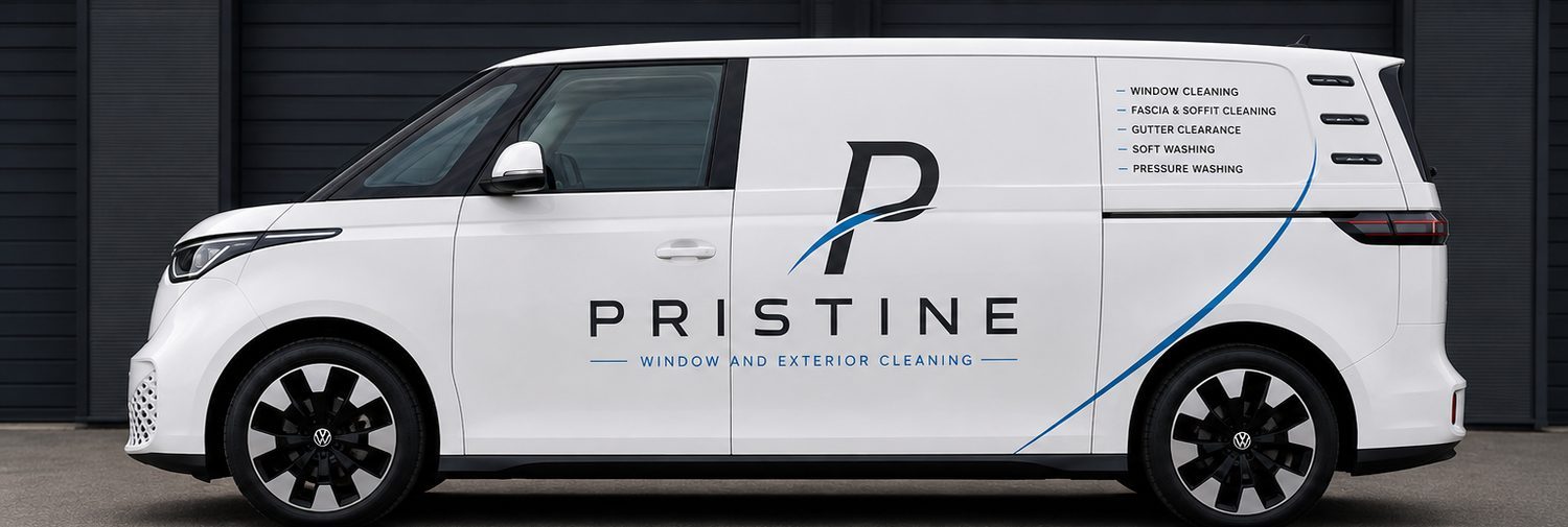 A Pristine van parked at the side of a property